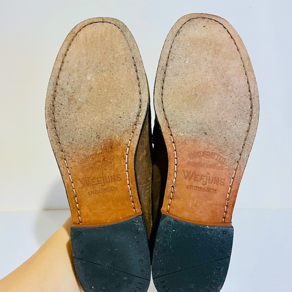 G.H. Bass Brown Leather & Camo Weejuns Penny Loafers Men's 8.5 D Shoes - Picture 7 of 16